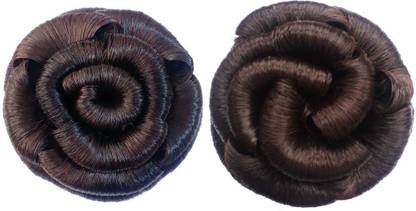 GuruEmbellish Multicolour Fancy Rubber Juda Hair Extensions, Synthetic Hair Bun Extension Bun
