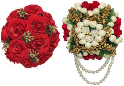 GuruEmbellish Designed New Fancy Flower Comb , Gajra Bun Flower Hair Gajra Bun Mogra Gajra Bun