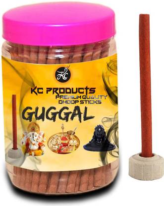 KC PRODUCTS Guggal Premium Fragrance Dhoop Agarbatti /Incense Sticks FOR Pooja with Stand Holder in storage box/Meditation,Prarthan,AARTI /Scented Dhoop Batt/Charcoal FreeAgarbatti/Pollution Free Guggal
