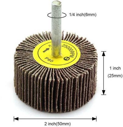 Tools Centre 50mm x 25mm x 6mm 60 Grit Emery Cloth Grinding Flap Wheel Polish Discs – Set of 5 Pcs GRINDING ABRASIVE BUFFING EMERY MOP WHEEL 50 X 25 X6 X 60 GRIT Rotary Tool
