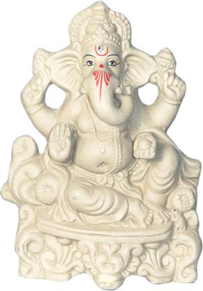 B S NATURAL 100% ECO Friendly Kacchi Mitti God Ganesha Murti/Idols/Statue Water Soluble Idol for Ganesh Chatuthi Decorative Showpiece  -  23 cm
