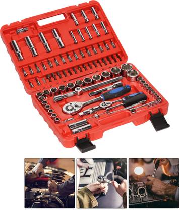 Digital Craft 94pc Socket Wrench Set Hand Tools Car Repairing Ratchet Wrench Screwdriver Combo Kit 1/2" 1/4" Auto Ratchet Socket Set Socket Set