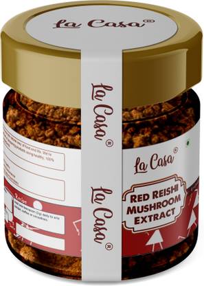 La Casa Red Reishi Mushroom Extract Powder | Pack of 1 | Natural Immunity Booster | Adaptogen, Anti-Oxident, Anti-Inflammatory | Herbal Supplement | Recipes, Coffee, Smoothies | Organic Ganoderma Lucidum