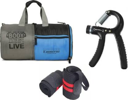 EMMKITZ kit shoes compartment gym bag with hand gripper and wrist band Hand Grip/Fitness Grip
