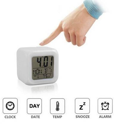 BS Associates Digital Multicolor Temperature/ Day/Month/Date/Time/Alarm Clock