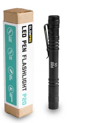 GlowPro P20 LED Pen Flashlight - Pocket Torch with 3 Modes | Lightweight Metal Body Torch