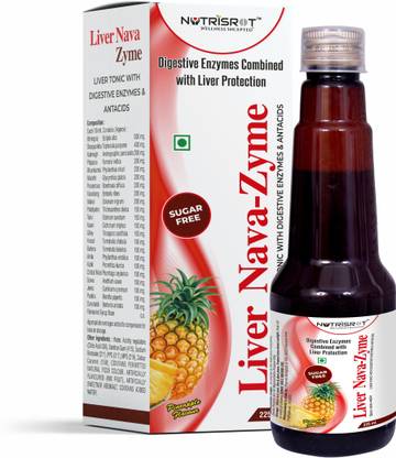 Nutrisrot Liver Nava-Zyme Herbal Digestion Aid Syrup with Liver Detox in Pineapple flavour