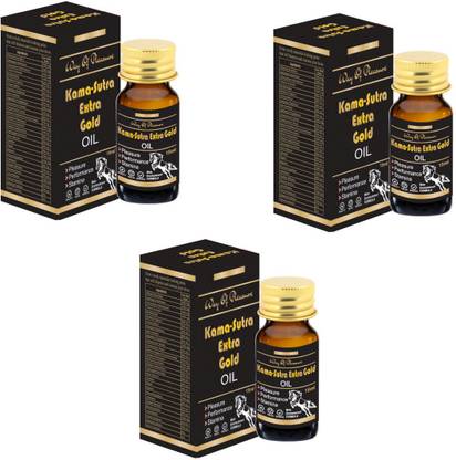 Way Of Pleasure Kama Sutra Extra Gold Oil Pack Of 3 For Men | XXL Oil | Rock Hard | Ling Oil | Extra Time Oil