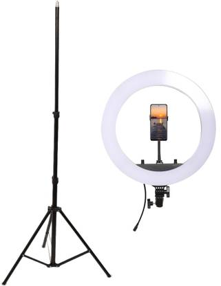 Yiweto HQ-18 Inch LED Ring Light Adjustable Brightness With Portable Foldable 2.1 Big Tripod For Smartphone to Capture Photo, Live Streaming, Video Conference, Online Lecture 6000 lx Camera LED Light