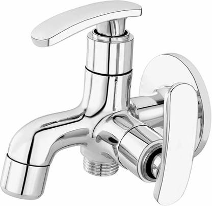 KHIZA Full Brass 2 in one tap Two Way tap for Bathroom 2 in 1 tap for Washing Machine 2 in 1 tap for Bathroom with Wall Flange and Teflon Tape (Chrome Finish) Flange Faucet