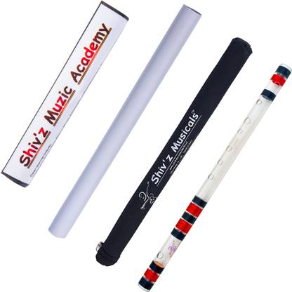 Shiv'z Muzic Flute, Acrylic (Transparent ) Bansuri, C Natural Medium, Free Written Manual & Bag Fiber Glass Flute