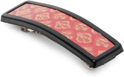 AccessHer Red Black Printed French Barrette, back hair clip, hair accessories for women Hair Clip