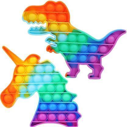 JIGU ENTERPRISE Dinosaur + Unicorn Pop it Sensory Toys Kids | Satisfying Bubble Toy Game Board Game Accessories