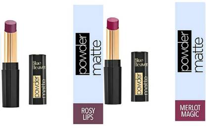 BLUE HEAVEN POWDER MATTE ROSY LIPS PM06 (3.5g) + MERLOT MAGIC RM06 (3.5G) LIPSTICKS