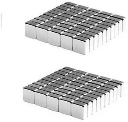 GMT 100 Pieces of 10mmX10mmX2mm Neodymium Magnets - Square/Block magnets - Rare Earth Fridge, Office, Science projects Magnet Pack of 100 (Silver) Multipurpose Office Magnets Pack of 100