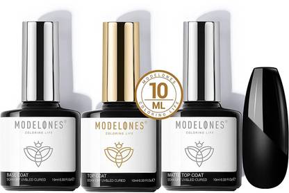 MODELONES Set Matte Top Coat High Gloss Top Coat Base Coat UV LED Gel Nail Polish Nail Lamp Soak Off Varnish 3Pcs 10ml Matte Base Top Coat Set Clear