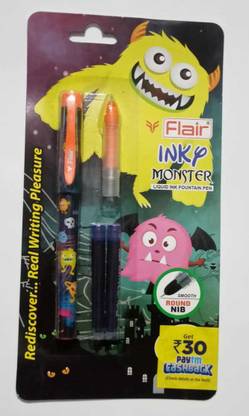 FLAIR Orange Inky Monster Liquid Ink Fountain Pen Blue ink Fountain Pen