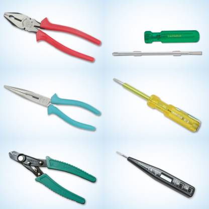 तापड़िया Plier 1621-8, Nose Plier -1420-6, Wire Stripper WS-06, Two-in-one Screw Drivers 905, Line Tester 813, Multipurpose Digital Line Tester MDTN82 पॉवर एंड हैंड टूल किट