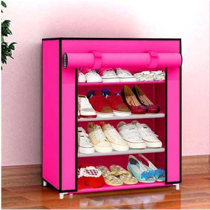 KOnline Multiuse Storage Rack for footwear, Toys, clothes with Dustproof Cover Plastic Collapsible Shoe Stand