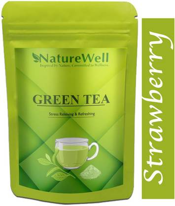 Naturewell Green Tea for Weight Loss | 100% Natural Green Loose Leaf Tea | Strawberry Flavor Green Tea Pouch Ultra (T1273) Green Tea Pouch