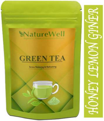 Naturewell Green Tea for Weight Loss | 100% Natural Green Loose Leaf Tea | Honey, Lemon, Ginger Flavor Green Tea Pouch Advanced (T626) Honey, Lemon, Ginger Green Tea Pouch