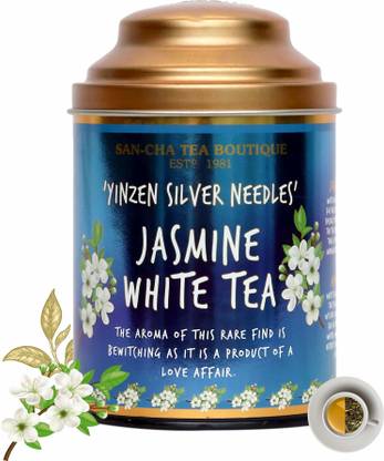 SANCHA Jasmine White Tea| 75g Loose Leaf Tea| Richest in Antioxidant| Silver Needles Jasmine White Tea Tin
