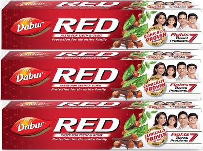 Dabur RED Toothpaste - 3 x 200g Packs Toothpaste
