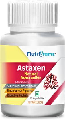 Nutrigrams Astaxen- 100% Natural Astaxanthin 4mg with Sunflower Phospholipids and Piperine