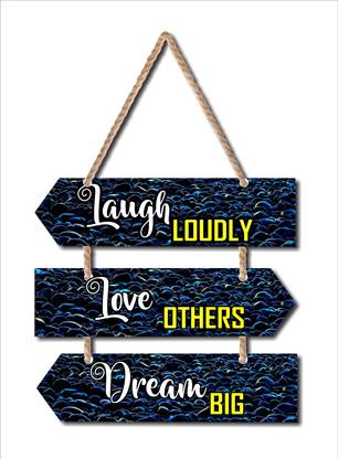 BeFaltu Smile, Think, Live Door Or Wall Hanging Sign Board for Home And Office, Best Gift for Family and Friend's(Multicolor, Pine Wood, Size : 12 In x 10.5 In)