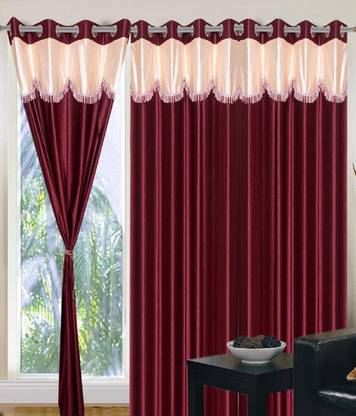 Panipat Textile Hub 152 cm (5 ft) Polyester Semi Transparent Window Curtain (Pack Of 3)