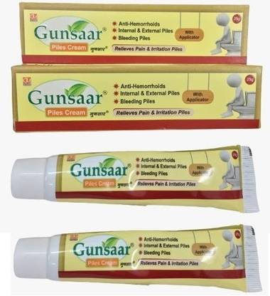 Gunsaar Piles Cream 25g (Pack of 2)/ Anit-Hemorrhoids/ Internal & External Piles/ Bleeding Piles