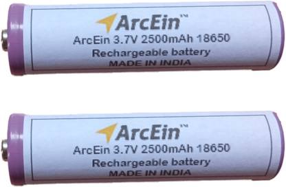 ArcEin 3.7V 2500mAh 18650 Rechargeable Lithium ion  with Button Top for DIY projects ,torches  Battery