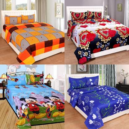 VORDVIGO 160 TC Polycotton Double 3D Printed Flat Bedsheet