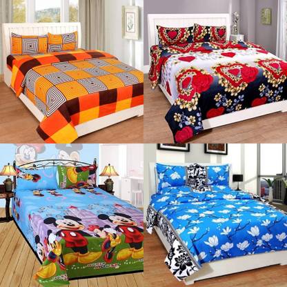 VORDVIGO Polycotton Double Flat 180 TC 3D Printed Bedsheet
