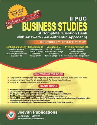 2 PUC - BUSINESS STUDIES [A Complete Question Bank with Answers-An Authentic Approach]