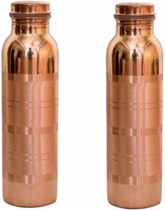 goyal impex SET OF 2 SILVER TOUCH COPPER WATTER BOTTLE 1000 ml Bottle
