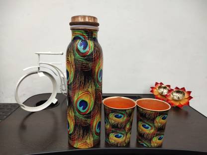 HEALTHCHOICE Handmade design Morpankh & 2 Same design Glass 1000 ml Bottle