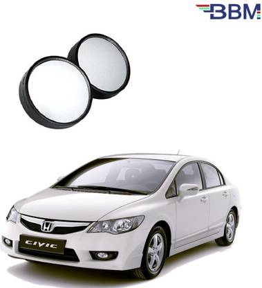 BBM Blind Spot Mirror 40 mm Dia Convex With Frame Universal Fit Adjustable 360 Degree Wide Angle Rear View Car, Set of 2 for Honda Civic Type 01 Plastic, Glass Car Mirror Cover