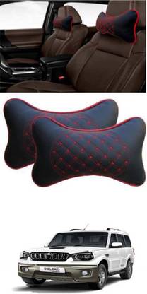 RONISH Black, Red Leatherite Car Pillow Cushion for Mahindra