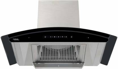 Hindware Inox 90 Cm Wall Mounted Chimney For Kitchen, Auto Clean With Motion Sensor Control Hood 1200 M3/Hr With Installation Kit (Filter-less, Touch Control) Auto Clean Wall Mounted inox 1200 CMH Chimney
