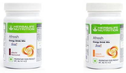HERBALIFE Afresh Energy Drink Mix Combo ELAICHI + PEACH Nutrition Drink