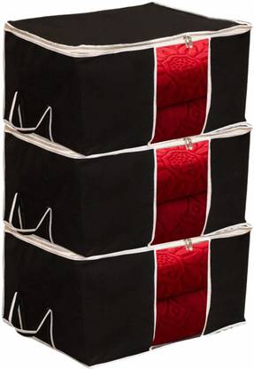 Home Decor Expert Storage box Black Underbed Storage Bag, Non Woven Material Set of 3 (Black) HDE-USB-BLACK-3P