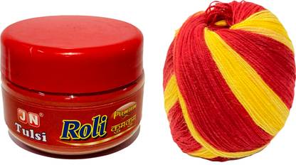 JN Tulsi Daily use Puja Kit|| Roli || Kalawa|| 100% Pure Turmeric Roli Kumkum for Pooja and Tilak 100 Gm ||Moli Kalava for Puja, Kalawa Mauli Roll set of 6 || Pack of 2 ||Pooja Essentialss|| Diwali Essentials||