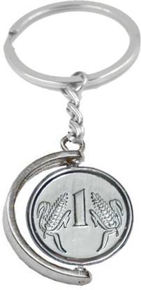 AFH One Rupees Coin Silver Decorative Key Chain for Gifting Key Chain