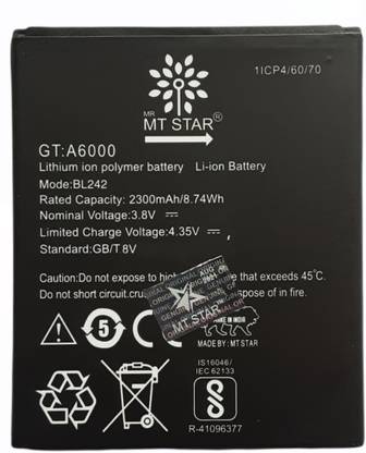 MRMT STAR Mobile Battery For  Lenovo A6000 , A6000 Plus , A6000+ , BL242