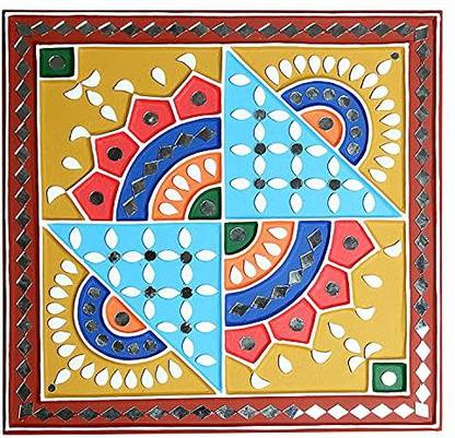 Garvi Gurjari Leaf Design Mud Work Wall Hanging1 Natural Colors 29 inch x 26 inch Painting