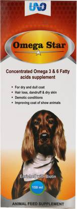 unostar Omega Star Syrup 150ML, Dermatic Conditions like Pyodema, Mange, Malassezia, Pachydermatitis Pet Health Supplements