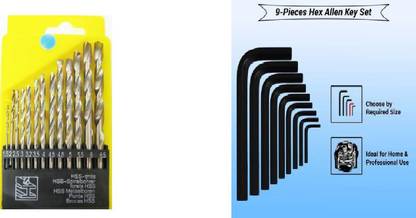 Airfit tool kit 13pcs drill bit set with the hex 9pcs allen key set Power & Hand Tool Kit