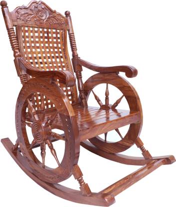 Artesia Wood Rocking Chair For Living Room / Garden - Rosewood Finishing for adults/Grand parents Solid Wood 1 Seater Rocking Chairs