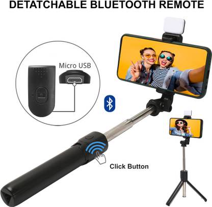 Lasmo with Led Light Wireless Remote and Tripod Stand for All Mobiles Bluetooth Selfie Stick